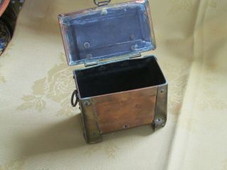 Antique Arts and Crafts small copper and brass storage casket / box 8
