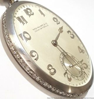 Antique Art Deco Platinum Diamond Patek Philippe Running Mens Pocket Watch 11
