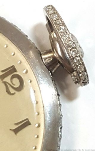 Antique Art Deco Platinum Diamond Patek Philippe Running Mens Pocket Watch 2
