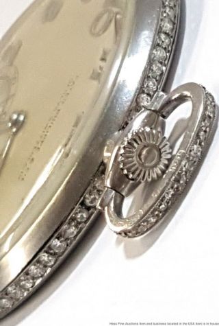 Antique Art Deco Platinum Diamond Patek Philippe Running Mens Pocket Watch 3
