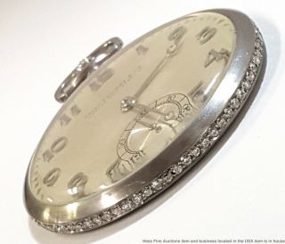 Antique Art Deco Platinum Diamond Patek Philippe Running Mens Pocket Watch 5