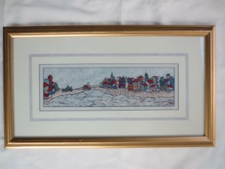 Mid Century Modern Harris Strong Riverfront Framed Signed Print