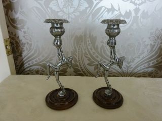 Vintage Retro Art Deco Dancing Naked Lady Candlesticks 20cm Tall