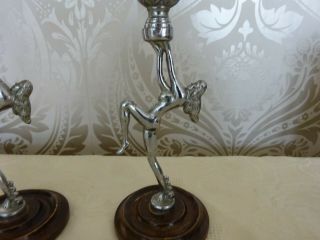 Vintage retro art Deco Dancing Naked Lady Candlesticks 20cm Tall 4