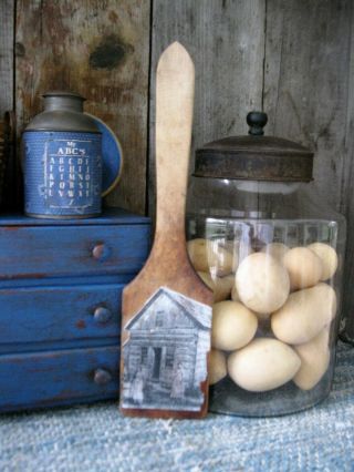 Early Antique Wood Butter Paddle W Old Photo Print