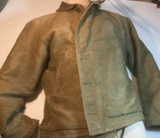 True Vintage WW2 USN N - 1 Deck Jacket STENCIL Large Work Coat 44 WWII 2