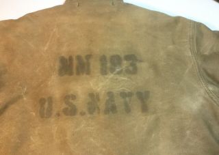 True Vintage WW2 USN N - 1 Deck Jacket STENCIL Large Work Coat 44 WWII 3
