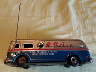Vintage Rca Tv Telecast Friction Tin Bus