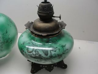 ANTIQUE KEROSENE OIL GREEN DRAGON GONE WITH THE WIND VICTORIAN LAMP 2