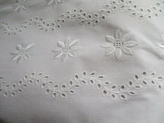 Attractive Vintage French Large Cotton Sheet Broderie Anglaise.  81” X 113”