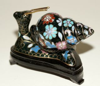 Old Item Beijing 1 Cloisonne Snail Gold Gilt w/stand 2