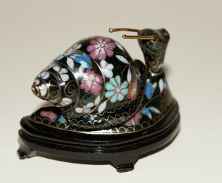 Old Item Beijing 1 Cloisonne Snail Gold Gilt w/stand 3