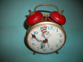 Vintage Cat In The Hat Dr.  Seuss Wind - Up Alarm Clock