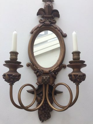 Vintage French Mirror With Wall Sconce Wall Light For Candles Only Lovely Detail