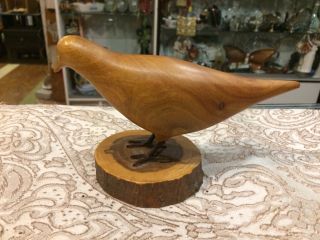 Vintage Antique Mid Century Modern Wood Bird Sculpture 4” Tall