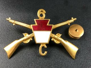Spanish American War Enamel Hat Badge 6th Pa Infantry C Charlie Co 1800s Antique