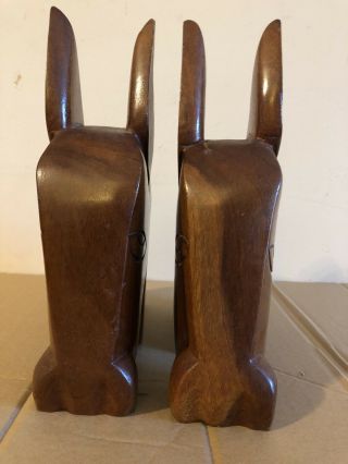 Horse Head Bookends Vintage MCM Carved Wood PAIR 9 