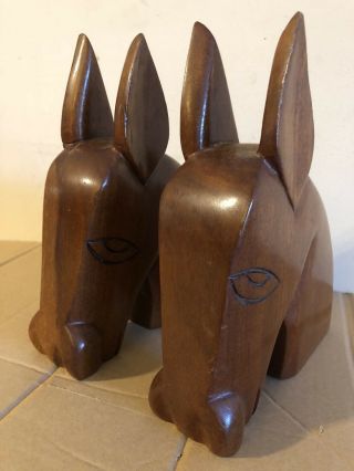 Horse Head Bookends Vintage MCM Carved Wood PAIR 9 