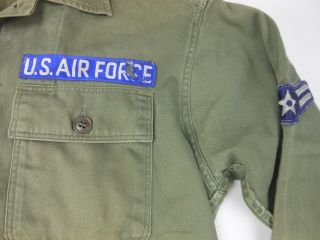 Vintage USAF US Air Force Utility Green Fatigue Uniform Shirt w Patches 4