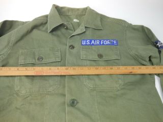 Vintage USAF US Air Force Utility Green Fatigue Uniform Shirt w Patches 5