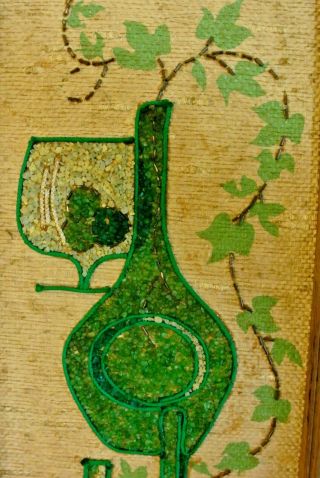 Vtg Pair Mid Century Sand Gravel Pebble Still Life Wine Glass Decantor Wall Art 6