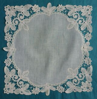 Antique Bruges Lace Handkerchief