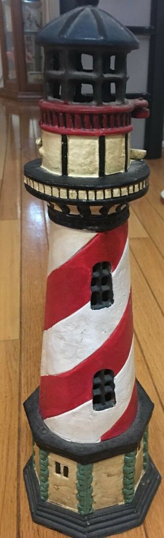 LARGE 17” RARE ANTIQUE LIGHTHOUSE CAST IRON DOORSTOP candle holder Cape Hatteras 2