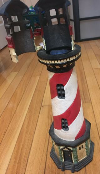 LARGE 17” RARE ANTIQUE LIGHTHOUSE CAST IRON DOORSTOP candle holder Cape Hatteras 7