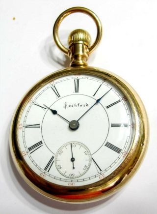 Running - 1893 - 18s Rockford 17j Gr 62 Gold Filled Pocket Watch (c4)