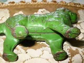 Vtg.  Cast Iron Hubley? DOG BANK Green Paint,  5 1/2 x 3 1/2 