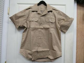 Post Vietnam US Army Tan 445 Uniform Shirt Short Sleeve 1976 Date Large NOS 7