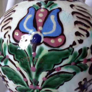 Antique Signed Hungarian Matyó porcelain Folk pottery Handpainted Vase Balaton 3