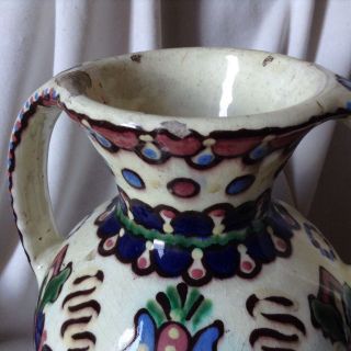 Antique Signed Hungarian Matyó porcelain Folk pottery Handpainted Vase Balaton 4