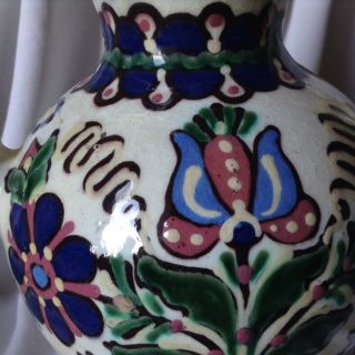 Antique Signed Hungarian Matyó porcelain Folk pottery Handpainted Vase Balaton 5