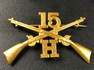 Spanish American War Hat Badge Hotel Co 15th Infantry 1800s Us Army Antique