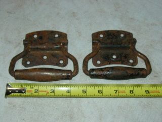 1 Pair Vintage Old Antique Heavy Duty Rust Steel Vintage Trunk Handles Hardware