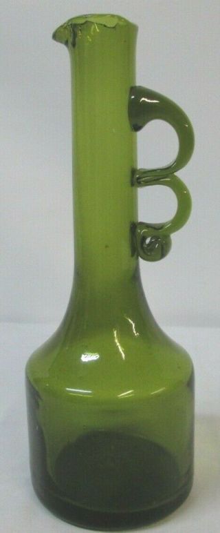 Vintage Mid Century Modern Blenko Green Art Glass Pitcher