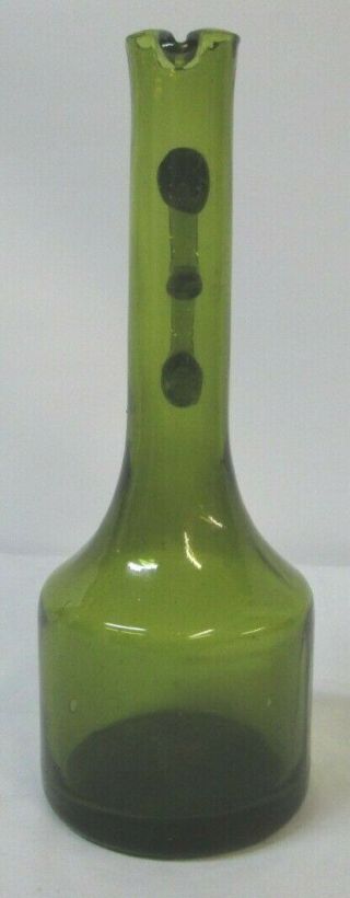 Vintage Mid Century Modern BLENKO Green Art Glass Pitcher 3