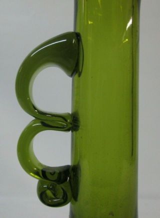 Vintage Mid Century Modern BLENKO Green Art Glass Pitcher 4