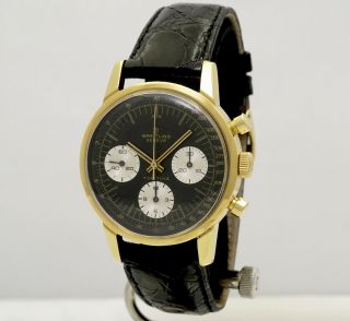 Rare Breitling Top - Time Panda Gild Dial 3 Register Chronograph Watch Ref 810