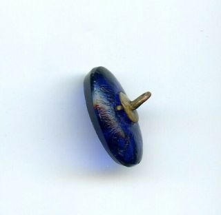 Gorgeous Antique Cobalt Blue Glass Button - - Oval - - Design - - 3/4 " X 1/2 "