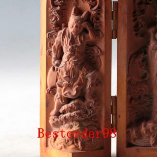 Chinese Wood Handwork Carved Sea Mazu Three Open Box CC0187 2