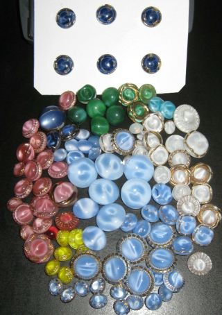 158 Moonglow Vintage Buttons - 110 Glass / 48 " Other " Material - Assorted Sizes