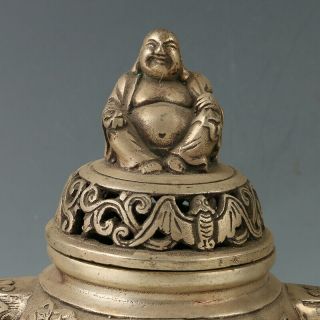 Chinese Silvering Copper “FuLuShou” Incense Burner Made During W The Qing Dynast 5
