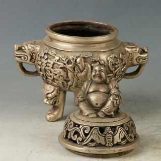 Chinese Silvering Copper “FuLuShou” Incense Burner Made During W The Qing Dynast 7