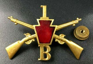 Spanish American War Hat Badge 1st Pa Infantry Bravo Company Us Army Antique