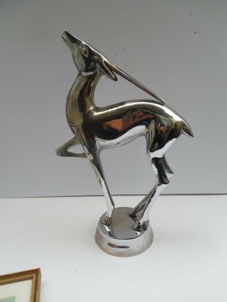 Vintage Art Deco Style Metal Gazelle Or Antelope Statue Figurine 14 "