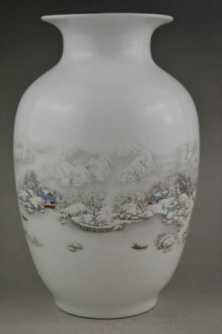 China Style Collectible Decorate Handwork Old Porcelain Painting Snow Vase C01