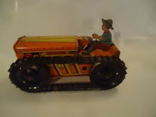 Marx Wind Up Tractor Litho Tin Toy Antique