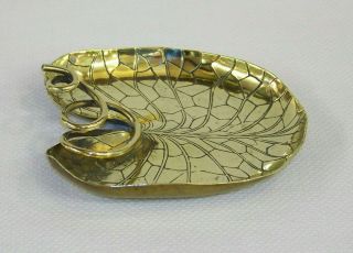 Antique Arts & Crafts Brass Lily Pad Leaf Shape Jewellery Loose Change Keys Dish